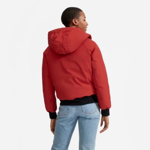 Everlane Renew red puffer heavyweight bomber jacket hood parka coat zipper - Picture 3 of 7